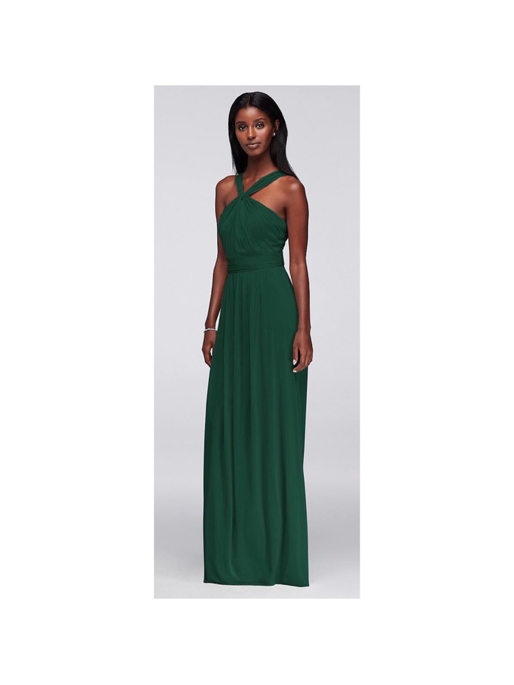 David's Bridal Dark Green One-Shoulder Maxi Dress